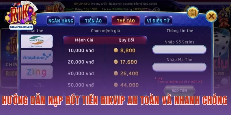 Nạp rút tiền Rikvip kèm mã giao dịch rõ ràng và lịch sử đối chiếu
